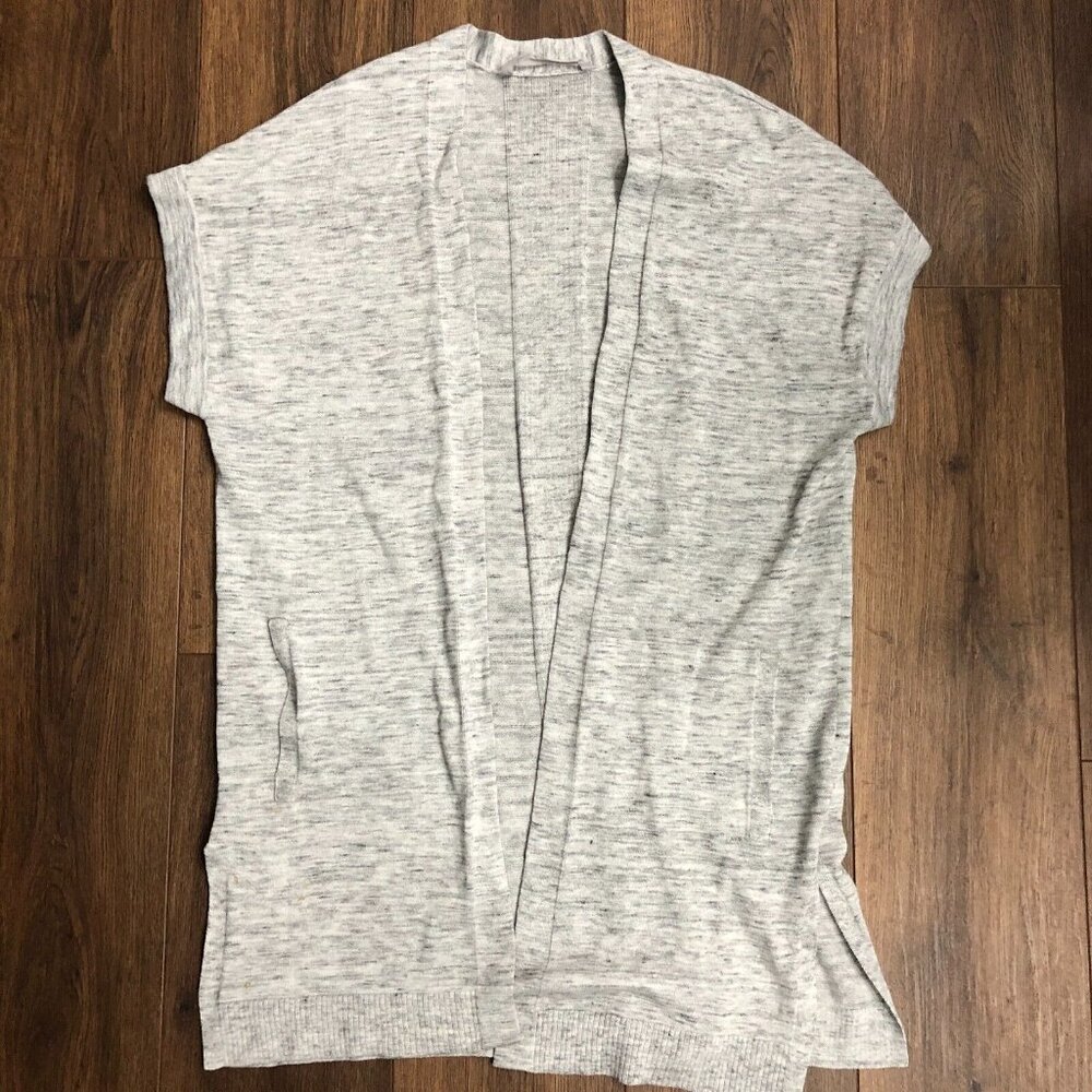 Athleta Cardigan Sleeveless Wrap Pockets Casual Womens Heather Gray Sz Small